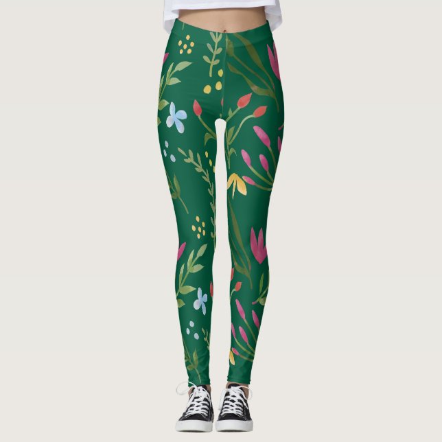 Legging Verde Amarelo preto-rosa-claro-amarelo (Frente)