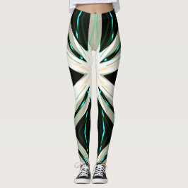 Legging Verde Branco bege Winter Yoga Starburst Snowflake