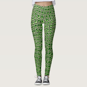 LEGGING VERDE BRILHANTE DA FOLHA DO COURO DO JACARÉ DO