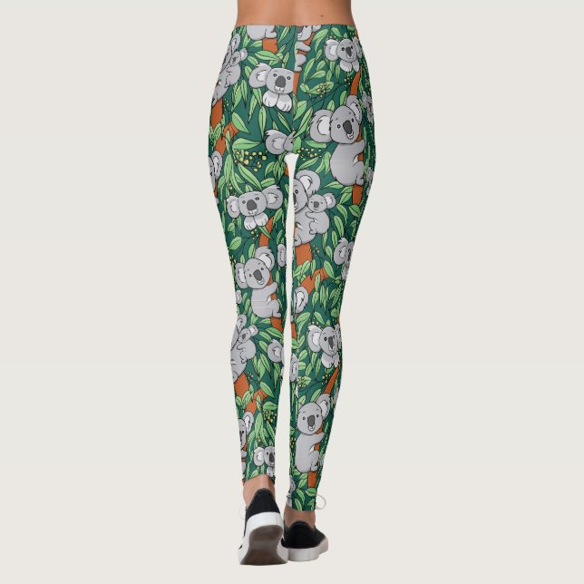 Legging Verde-caçador de padrões de Koala (Verso)