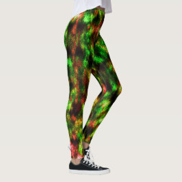 Legging Verde colorido, amarelo a vermelho, com efeito de 