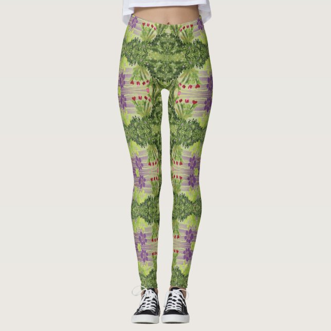 Legging Verde Com Roxo (Frente)