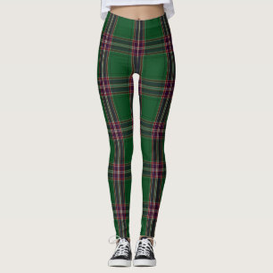 Legging Verde das caneleiras da xadrez de Tartan de