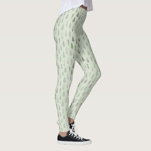 Legging Verde de Árvores de Natal Modernas (Direita)