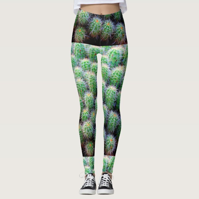 Legging verde de cacto de cano pequeno (Frente)