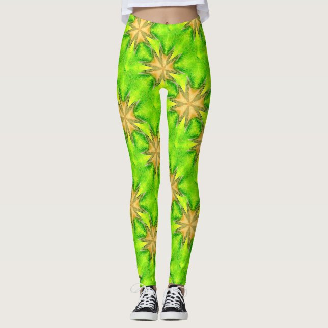 Legging verde dourado malteses (Frente)