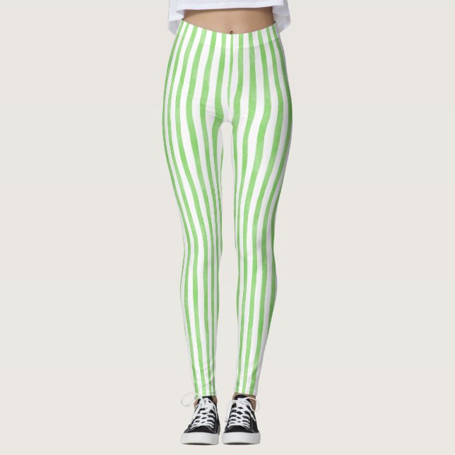 Legging Verde e branco riscados (Frente)
