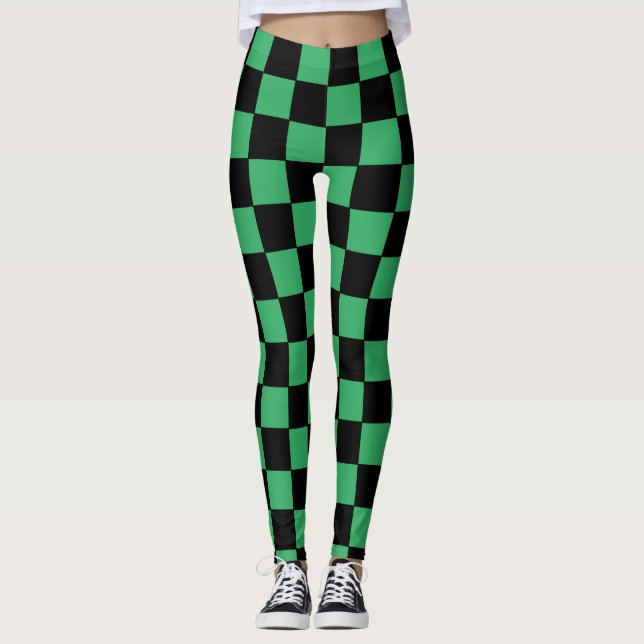 Legging Verde e preto verificados (Frente)