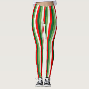 Legging Verde, Estrela Branca E Trevo Vermelho Listras Fin