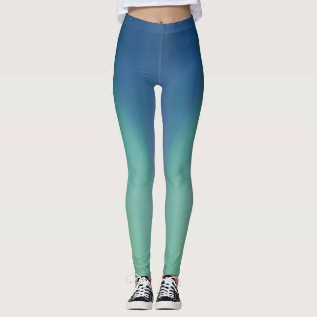 Legging Verde excedente azul da aurora boreal (Frente)