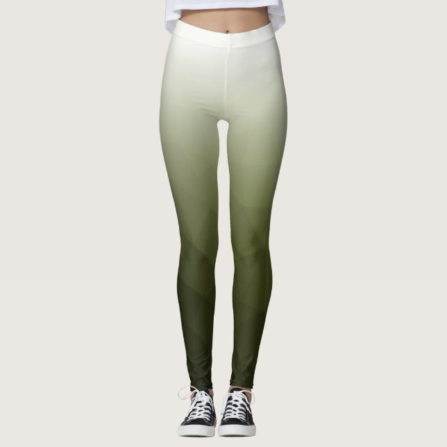 Legging Verde exército Gradiente Branco Geometria Malha Pa (Frente)
