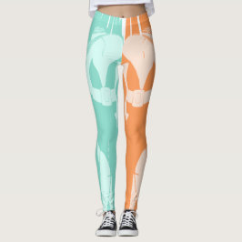 Legging Verde Laranja Sol Vestir Espessa Chic