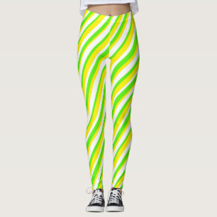 Legging Verde limão Amarelo e Abstrato Branco