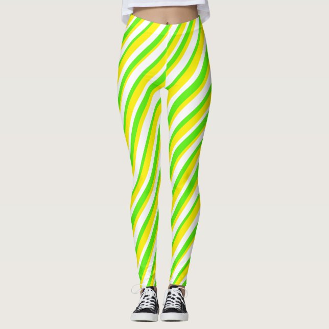 Legging Verde limão Amarelo e Abstrato Branco (Frente)