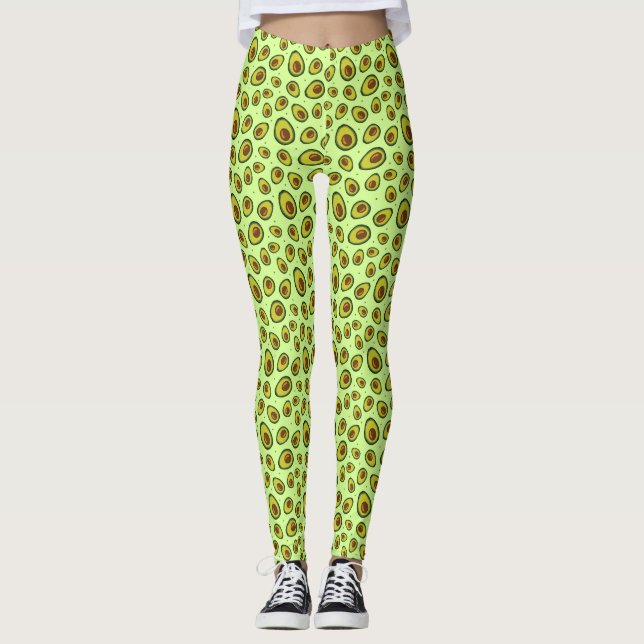 Legging Verde limão Avocado Fruta Padrão (Frente)