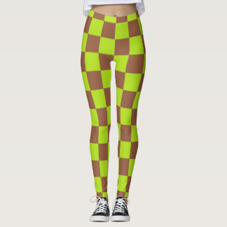 Legging Verde limão e marrom verificados