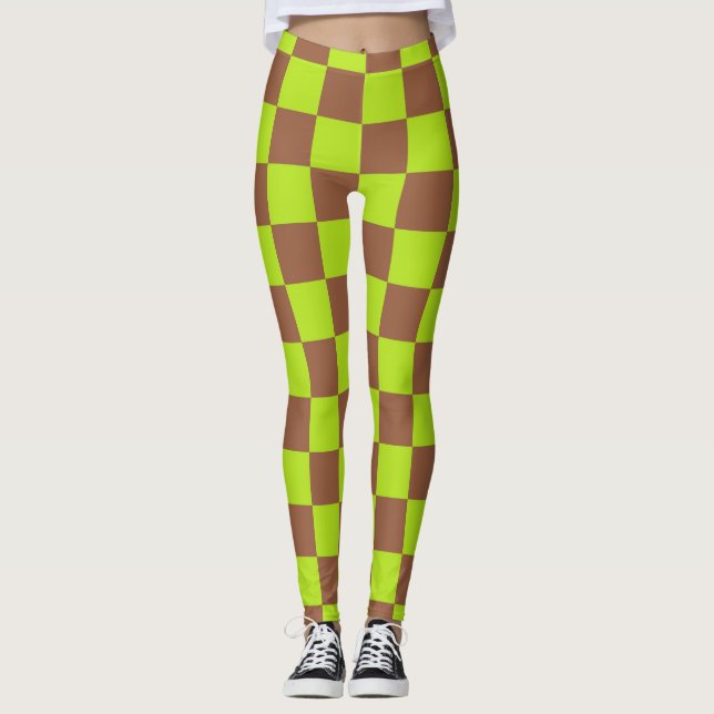 Legging Verde limão e marrom verificados (Frente)