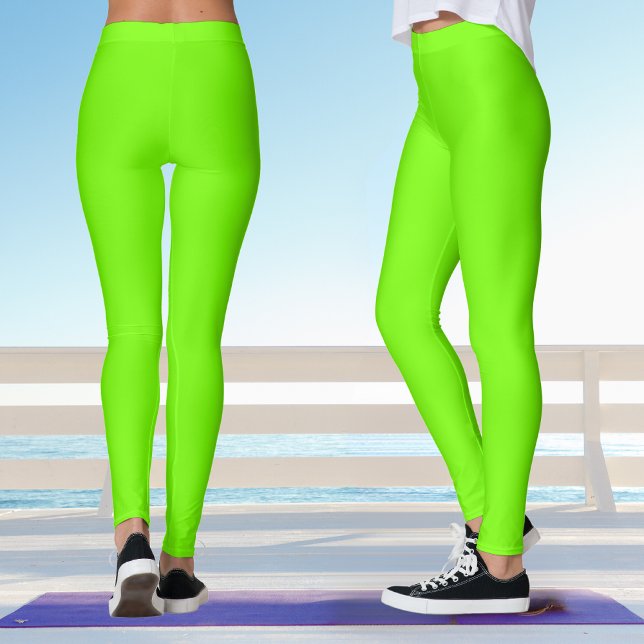 Legging Verde limão Neon Fluorescente Yoga (Back And Side)