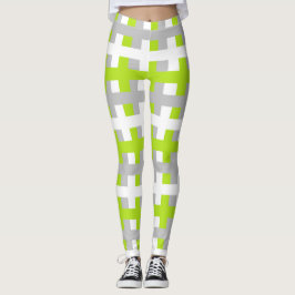 Legging Verde limão, prata e branco abstratos