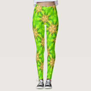 Legging verde maltês das estrelas do ouro