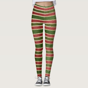 Legging Verde, ouro & Natal vermelho do duende