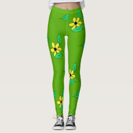 Legging Verde Pálido Deixa O Esquema Amarelo Da Flor
