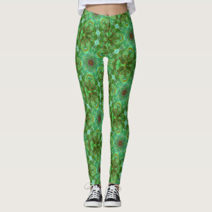 Legging Verde Peacock Geométrico Moderno