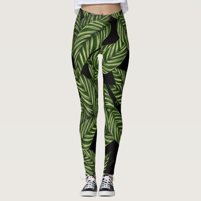 Legging Verde tropical deixa preto (Frente)