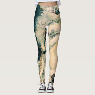 Legging Verde Turquesa Aquarela Galáxia Cósmica Brilho