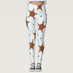 Legging verde vermelho estrelas brancas