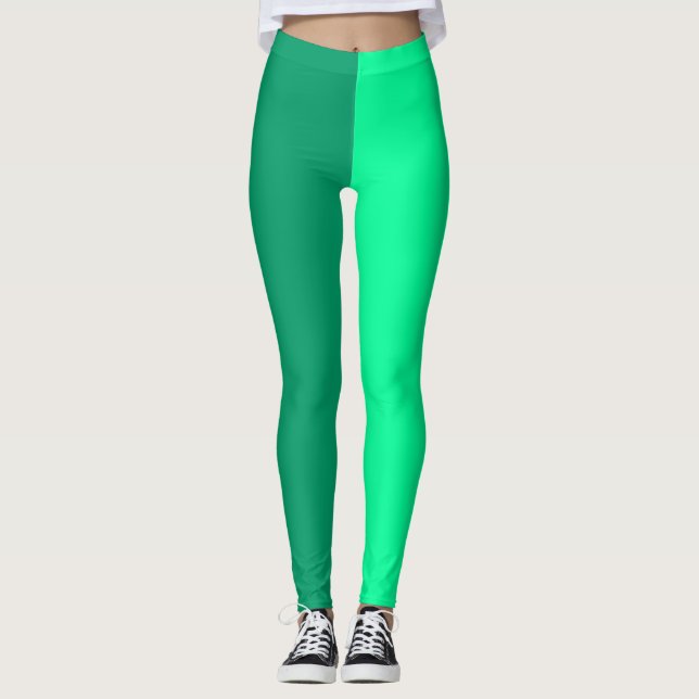 Legging Verdes claras e escuras, dois tons divididos (Frente)
