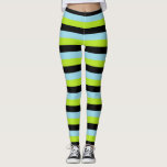 Legging Verdes limões, Estrias Azuis Pretas e Pastel<br><div class="desc">Abstrato digital de listras verdes limões, pretas e azuis pastel.</div>
