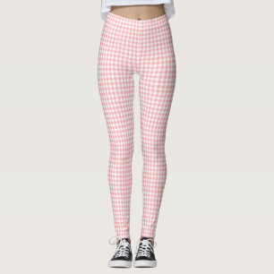 Legging Verificação de Gingham Branco Rosa