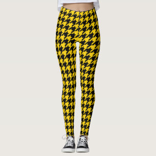 Legging Verificação de som preto amarelo
