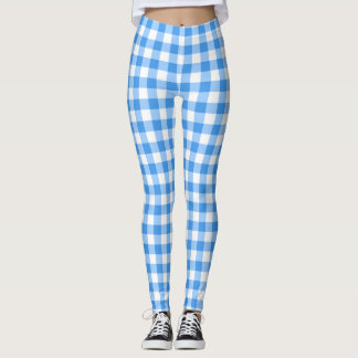 Legging Verificações azuis e brancas do guingão