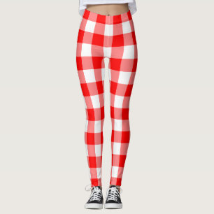Legging Verificações de Gingham de tamanho grande, vermelh