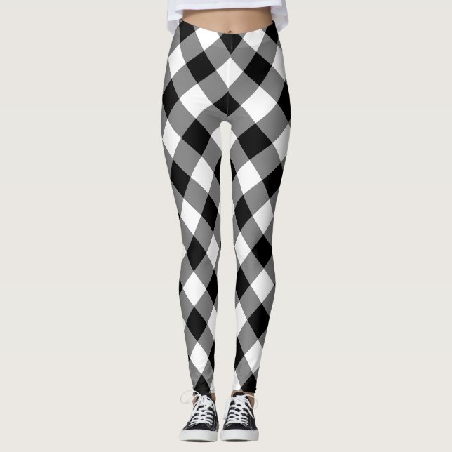 Legging Verificações de Gingham Diagonal de Grande Tamanho (Frente)