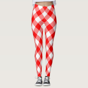 Legging Verificações de Gingham Diagonal de Grande Tamanho