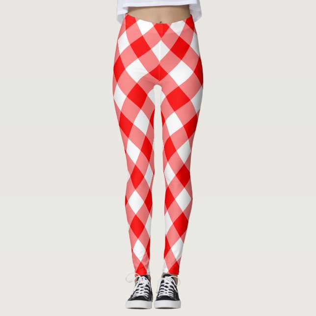 Legging Verificações de Gingham Diagonal de Grande Tamanho (Frente)