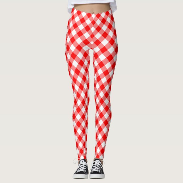 Legging Verificações de Gingham Diagonal de Tamanho Médio  (Frente)