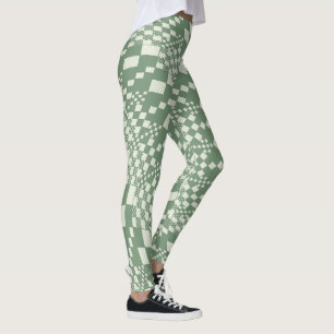 Legging Verificações distorcidas em verde