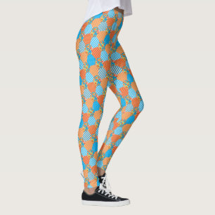 Legging Verificações dos retalhos do falso, florais,