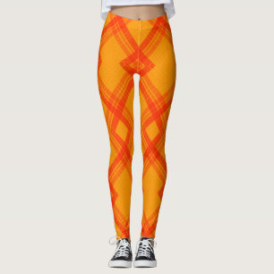 Legging Verificações Felizes, Vermelho e Amarelo/Laranja