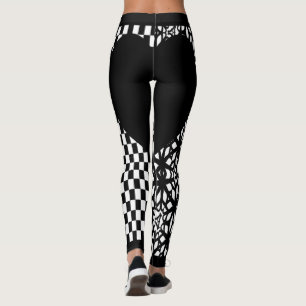 Legging Verificadores Pretos e Coração Lace