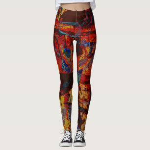 Legging Vermelho abstrato do design do teste padrão, azul