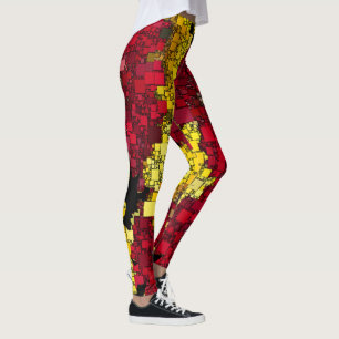 Legging Vermelho, amarelo, e máscaras de mini caixas