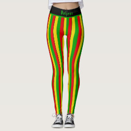 Legging Vermelho Amarelo Verde Listrado Rasta