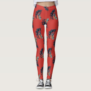 Legging vermelho antigo do krampus de natal feio