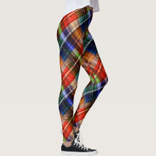 Legging Vermelho Azul Verde Amarelo Xadrez Tartan Desenho
