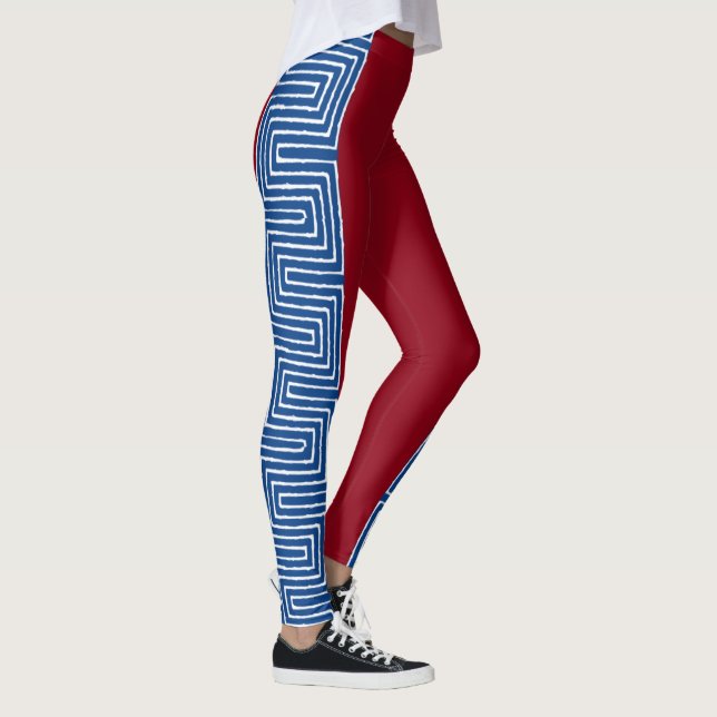 Legging Vermelho Branco e Azul Maze Lama Africana (Direita)